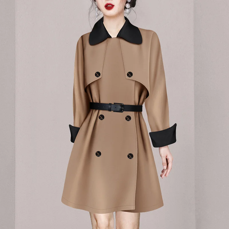 

Double Breasted Long Sleeved Dress 2023 Spring And Autumn Season New Celebrity Fashion Style Slimming One Step Skirt