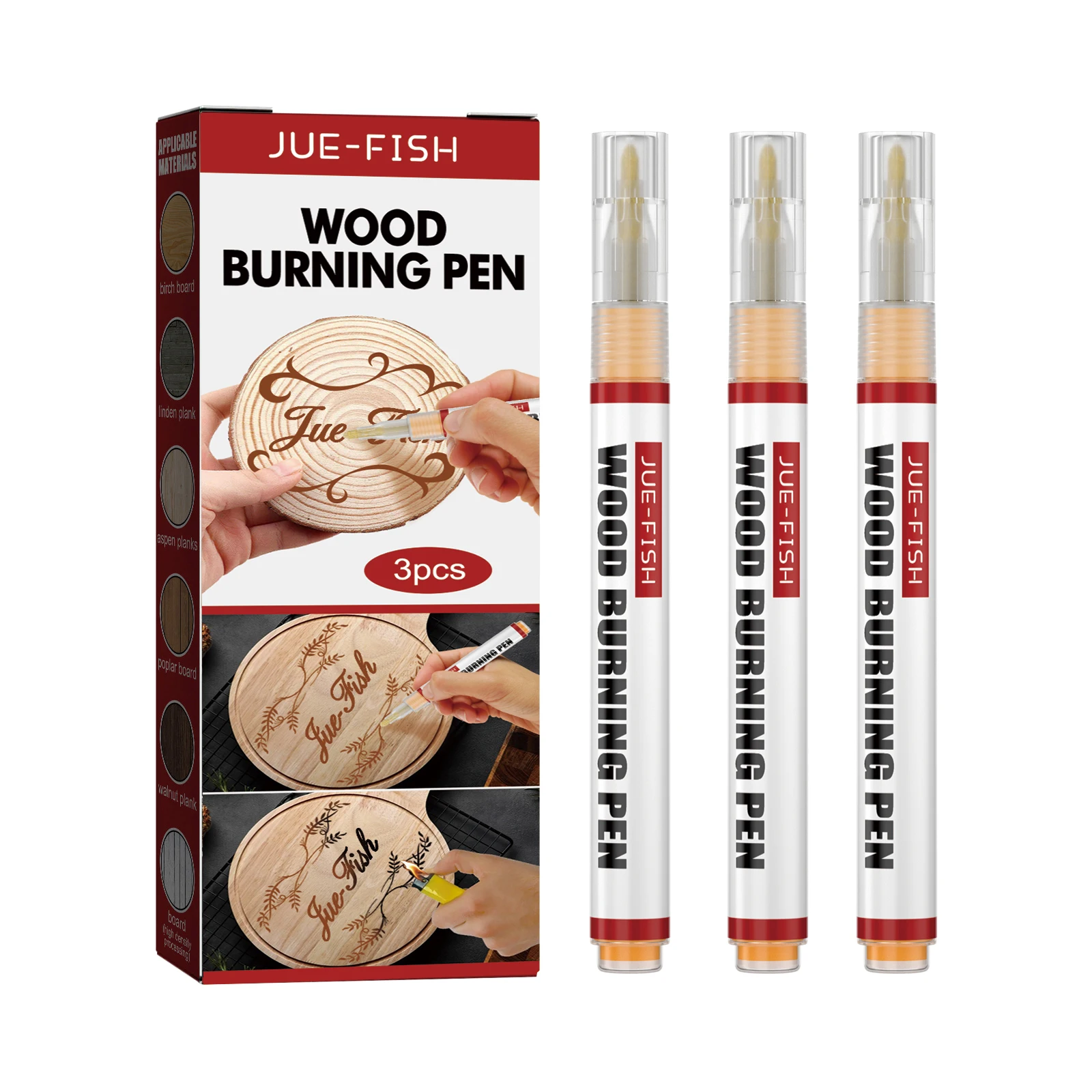 Wood Burning Pen Set Wood Marking Kids DIY Pyrography Pen Scorch Marker Set, Safe Non Toxic Heat Activated Chemical Woodburning Marker Craft Tool Easy To Use Fine Tip For Painting Drawing Engraving On Wooden Surfaces Slices Coasters And Crafts Project