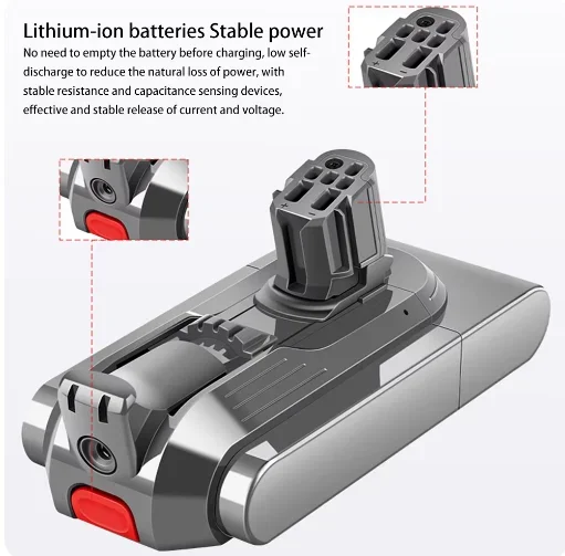 25.5V 9000mAh 6000mAh battery for For Dyson V12 Detect Slim Cordless Compatible Models SV20, SV30, SV35, SV46 Vacuum Cleaner