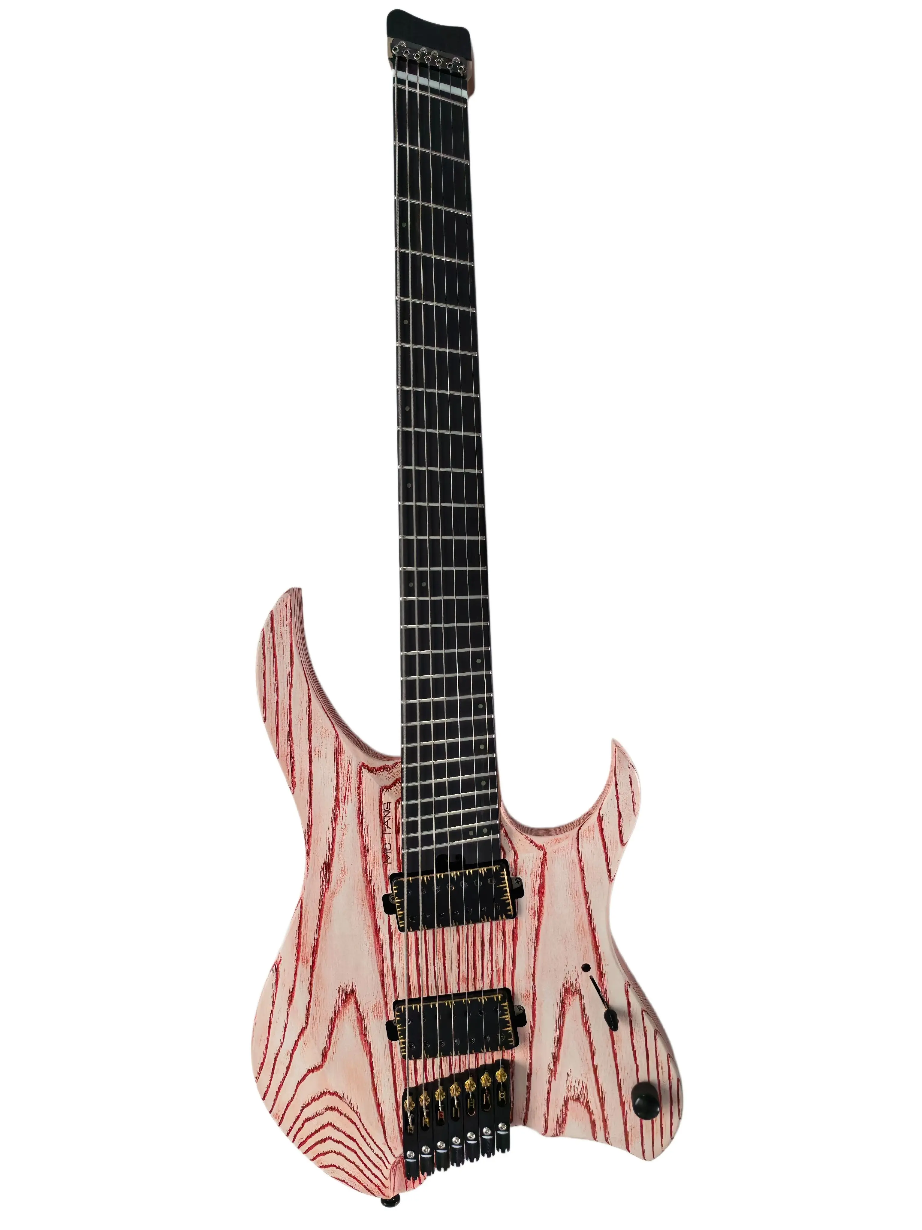 7strings McTang Headless Electric Guitar, Fan Shaped Frets, Handmade, Sandblasted