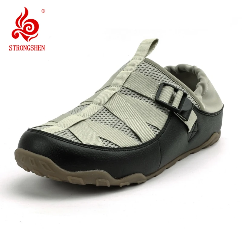 

STRONGSHEN Men Casual Shoes Fashion Breathable Slippers Summer Half Slippers Non Slip Height Increase Shoes Classic Clogs Shoes