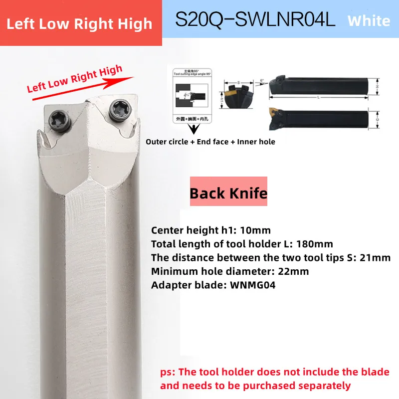 1 Máy Tính S20Q-SWLNR04L S20Q-SWLNR04R S20Q-SWLNR04H Thép Không Gỉ Tiện CNC Công Cụ Đôi Cấp Arbor Cho WNMG04