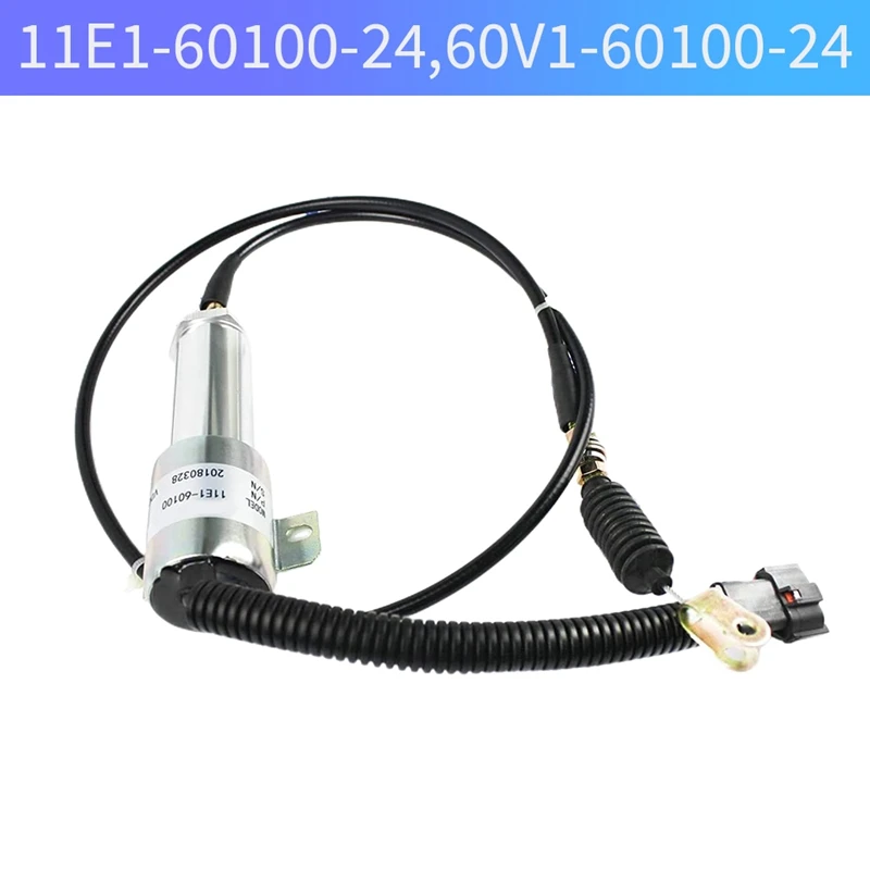 24V Diesel Engine Fuel Shut Off Stop Solenoid Replacement 11E1-60100-24,60V1-60100-24 For Hyundai R210 R130-5 R210-7 R215-7