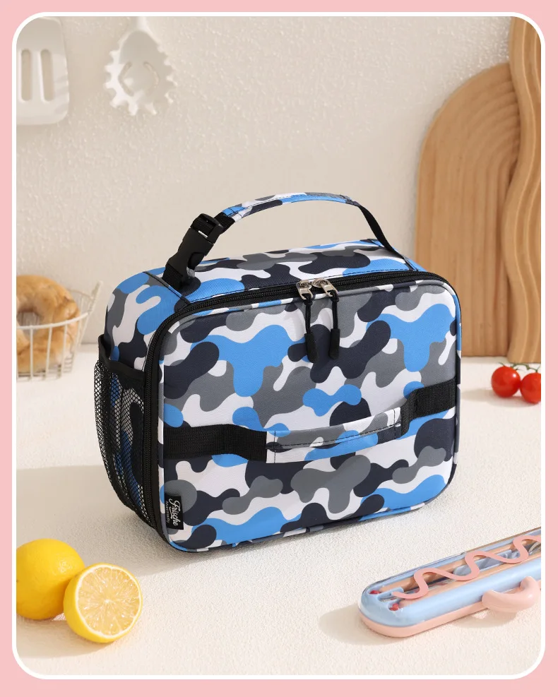 Isolierte Cartoon-Lunchbox für Kinder, niedliche bedruckte Lebensmittel-Handtasche, tragbare Thermo-Lunch-Tasche, Frischhalte-Tasche für Schüler – Detail 7