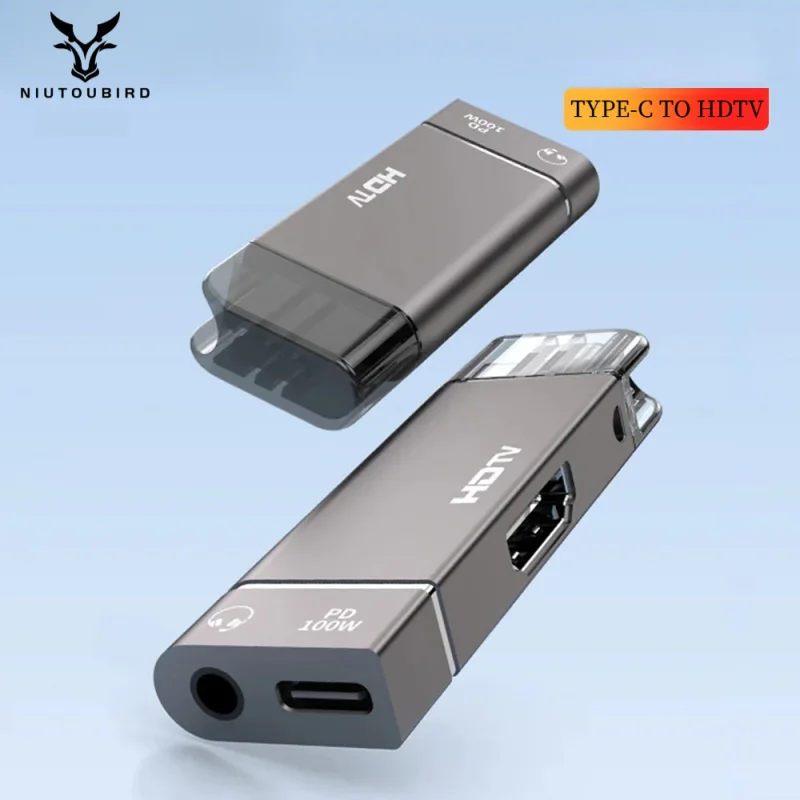 PD 100W Type-C to HDTV adapter 8K HD phone transmission charging 3.5mm headphone adapter for MacBook Chromebook Samsung Xiaomi