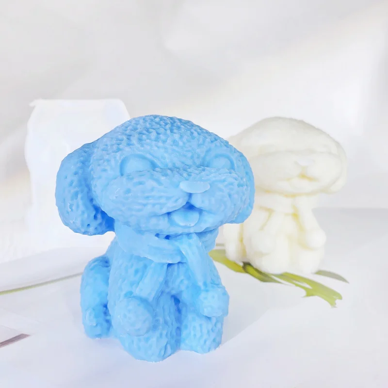 Scarf Poodle Candle Silicone Mold DIY Puppy Teddy Silicone Mold Cake Ice Cube Chocolate Furnishers