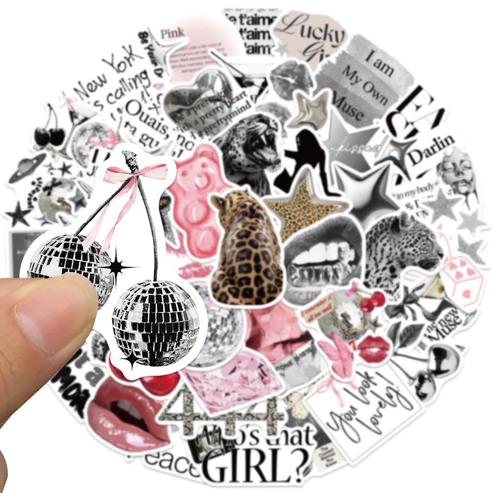 50pcs Silver Lucky Sticker Fashion Creative Decal For Laptop Phone Scrapbook Guitar Skateboard iPad DIY Decorative Sticker