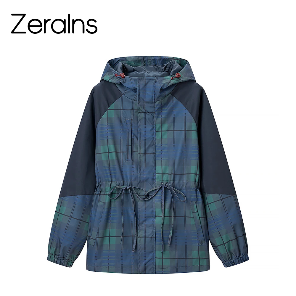

ZERAINS Autumn new women's clothing fashion temperament personality casual daily plaid color coat windbreaker