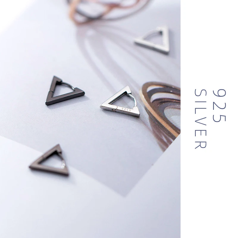Modian Fashion Minimalist Black Triangle 925 Sterling Silver Allergy Free Women Hoop Earrings Fashion Jewelry Mode Bijoux