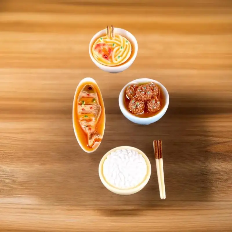 DIY دمية المطبخ الأطباق الصينية تصميم الحلي، 1/12 نموذج مصغر