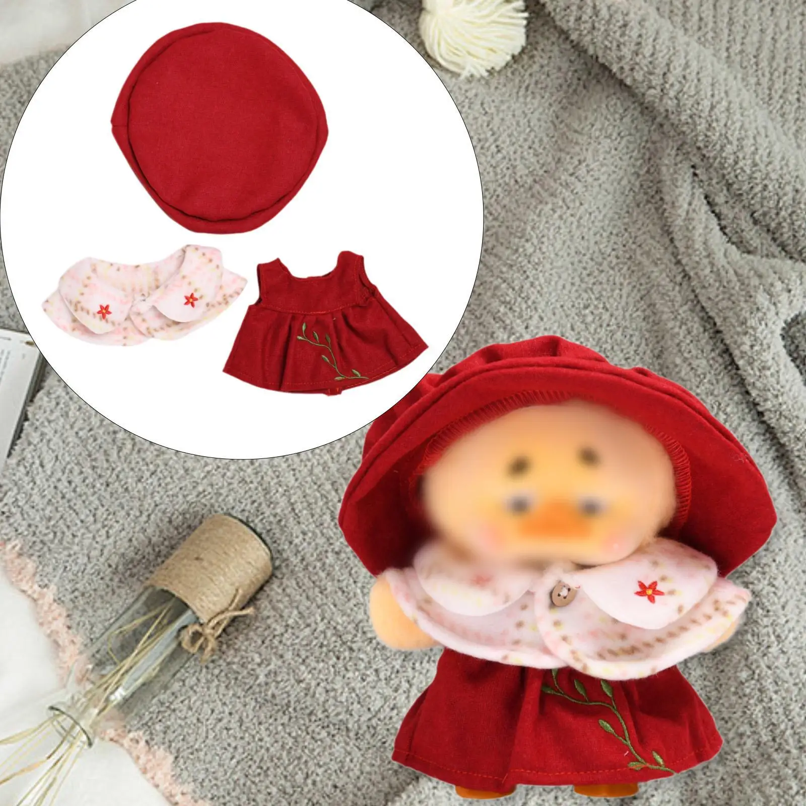 Plush Doll Clothes Doll Dress Shawl and Hat Plush Doll Accessories Photo Props Costumes Stuffed Animal Accessories Fashion Soft