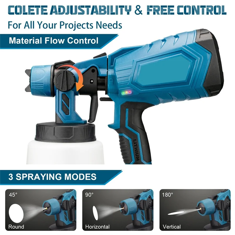 

AT02-1000Ml Electric Paint Sprayer Gun 4 Nozzle Sizes HVLP Household Paint Sprayer Flow Control Easy Spraying For 18V Bat