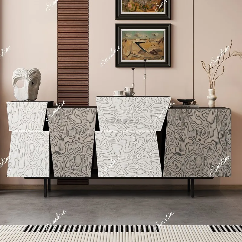 Italian light luxury creative chest modern art texture side cabinet
