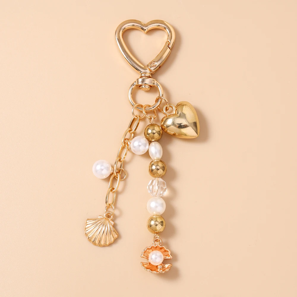 Aihua Fashion Sommer Strand Muschel Schlüsselanhänger Perlenbesetzter Schlüsselring Anhänger für Frauen Mädchen Handtaschen-Deko DIY Schlüsselanhänger Schmuck – Detail 6