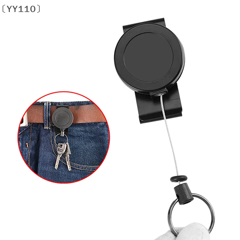 

tipoariaYY110 Selbst1PC Ремешок из стальной проволоки Выдвижной брелок-держатель для бейджа Катушка с мультитулным карабином Сверхмощный брелок для ключей Имя бирки