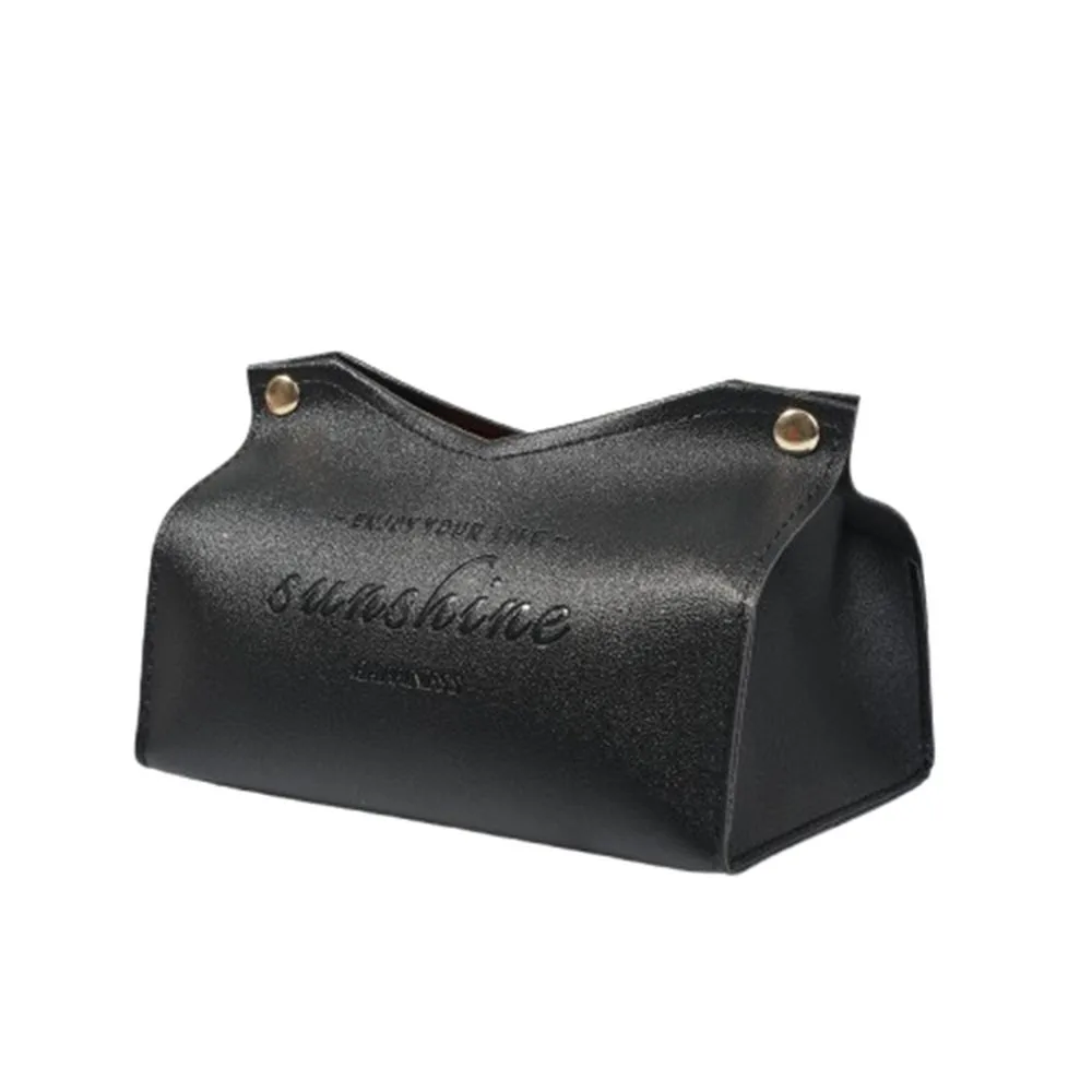 Solid Color Tissue Box Multi-purpose Foldable Toilet Paper Case Storage Case PU Leather Tissue Paper Storage Bag