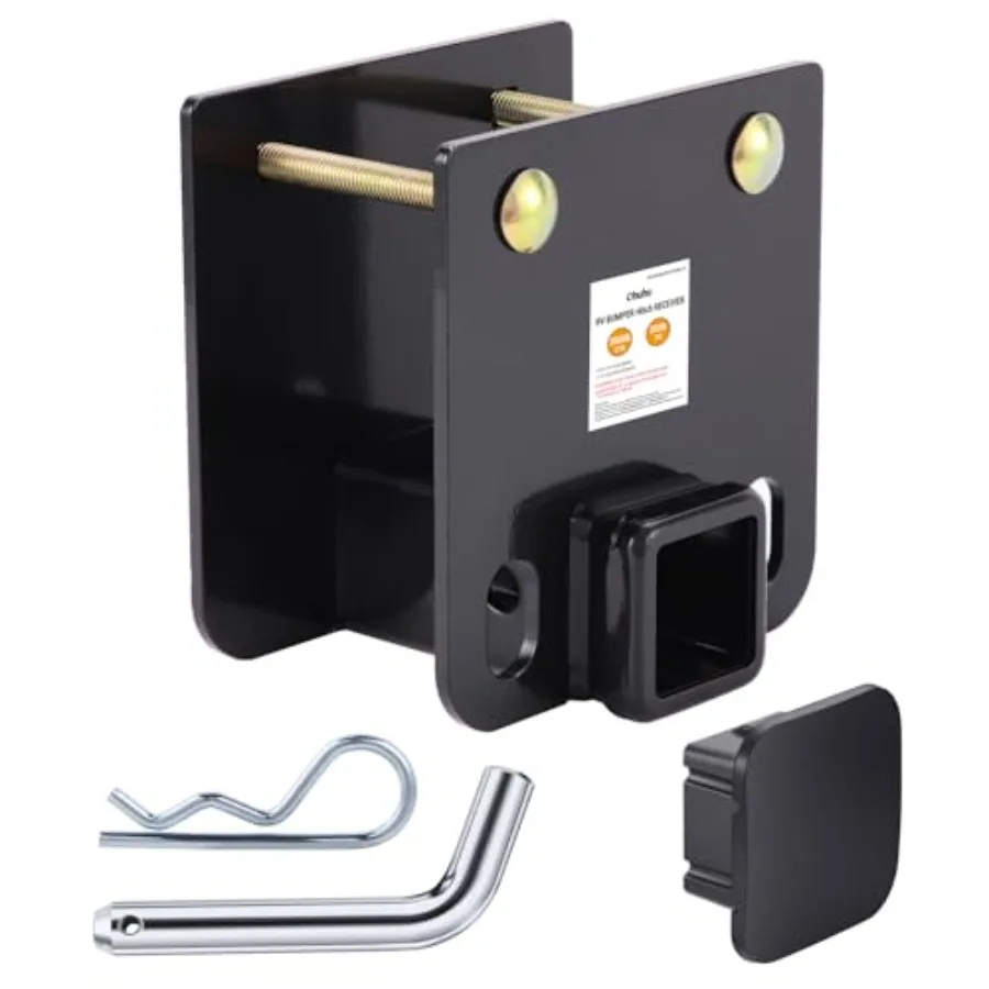 

RV Bumper Hitch 2" Receiver Adapter with Hitch Pin and Hitch Cover, Openning 3500 LBS Capacity s x Trailer wing Cargo Carrier B