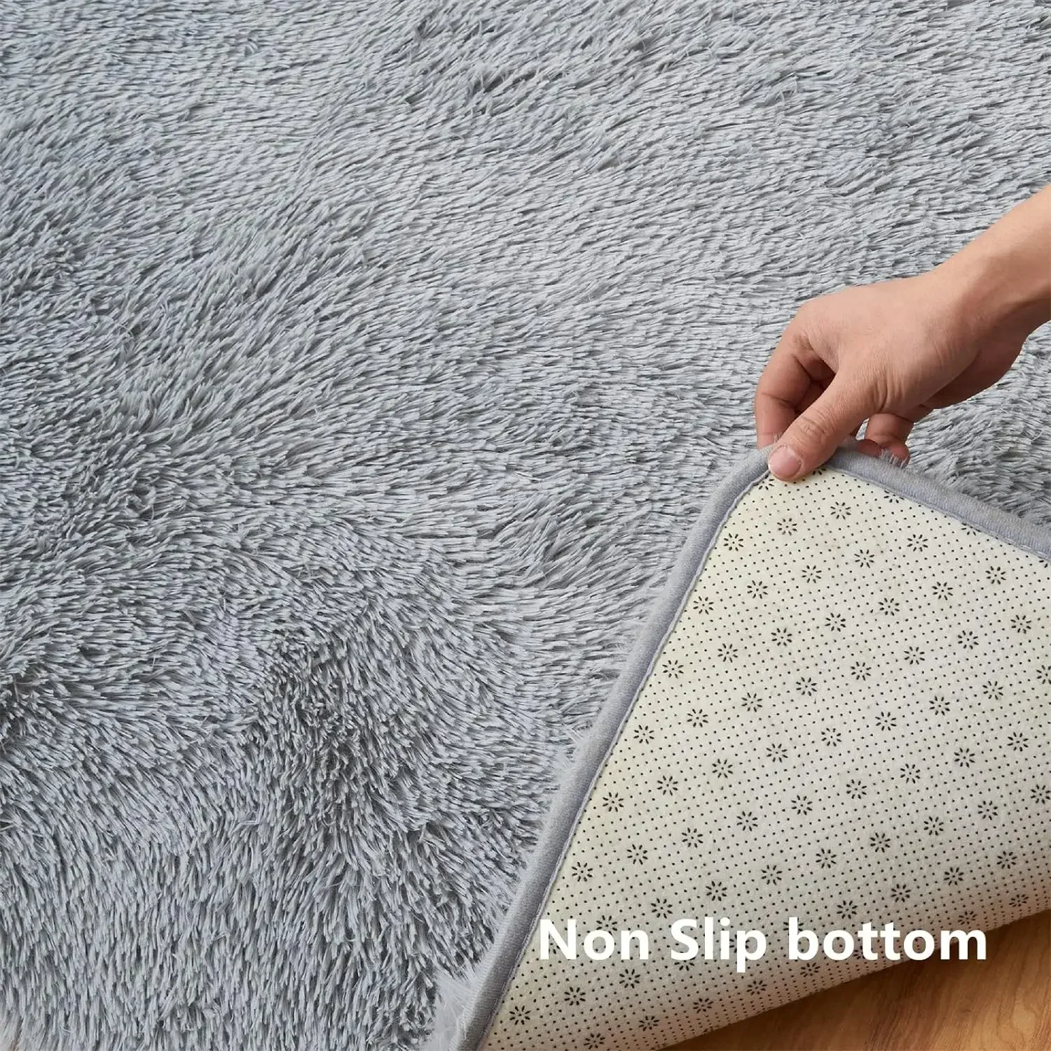 Shag Area Rugs for Living Room, 9X12 Light Grey Large Fluffy Clearance Rug Throw Bedroom Carpet, Indoor Modern Fuzzy Nursery Sha