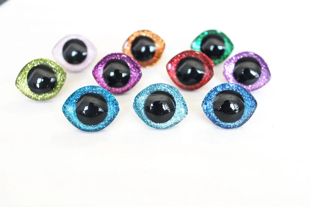 10pcs 20x23mm 23x28mm NEW GLITTER  Oval  3D  glitter clear safety toy eyes with washer strange plush doll eyes