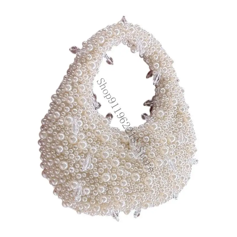 

Faux Pearls Evening Bag Stylish Functional Design Practical Top Handle Bag Fashion Handbag Everyday Essential 066F