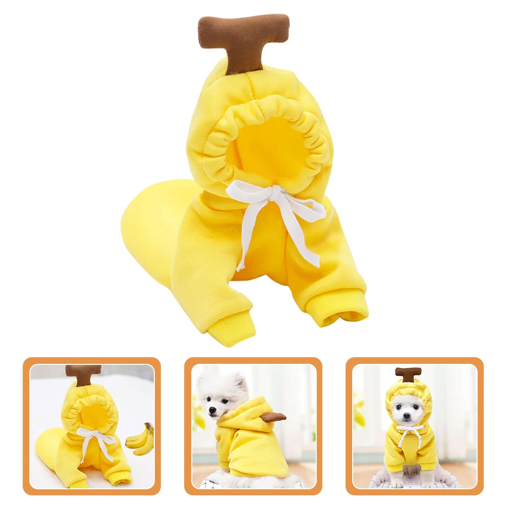 

Banana Hoodie Dog Clothes Stylish Autumn Winter Pet Clothing Warm Puppy Sweater-Shirt Creative Design Dog Costume