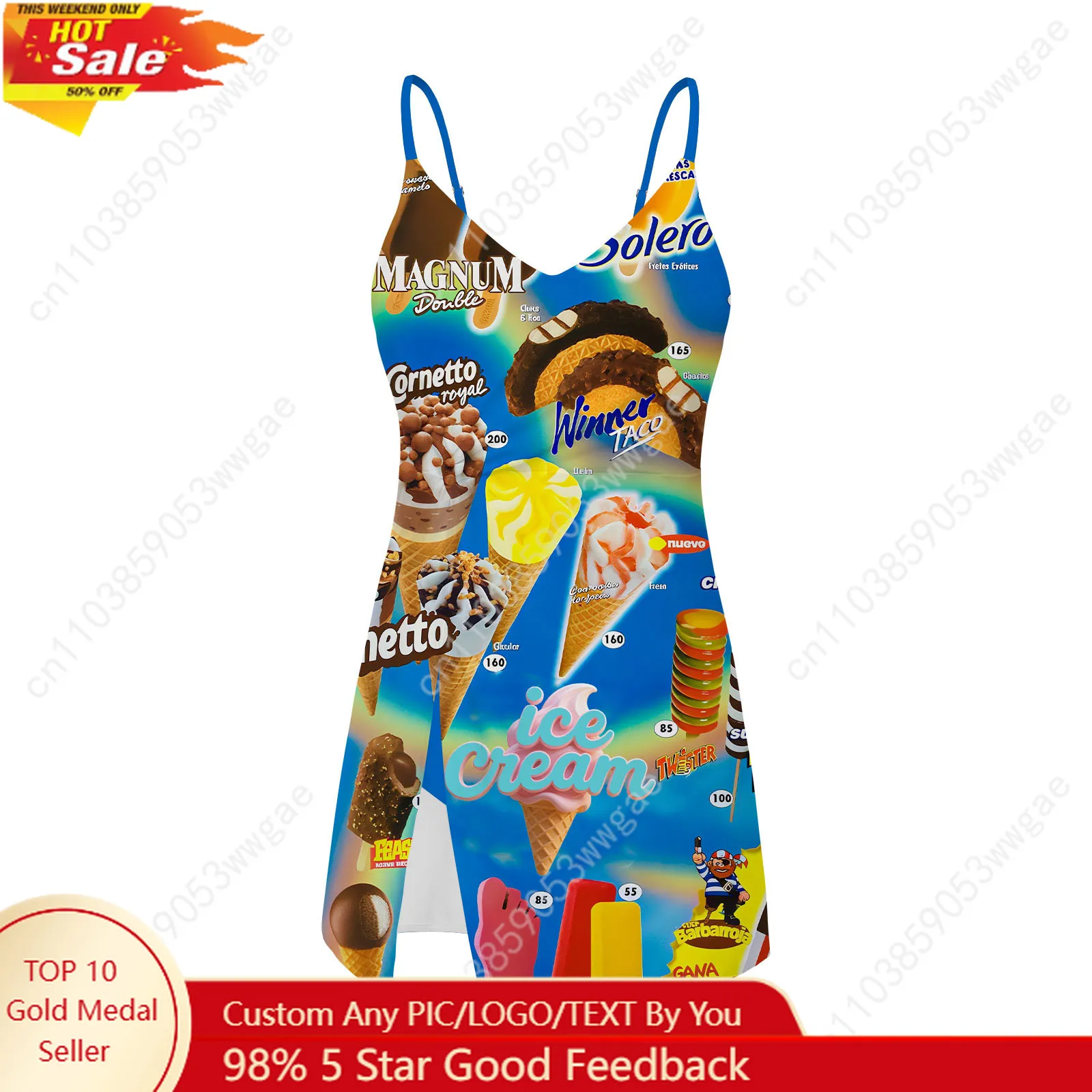 

Ice Cream Sling Dress Swimsuit Womens Bathing Suits Personalized Fashion Swimwear Pool Party Beach Bikini Custom Made Beachwear