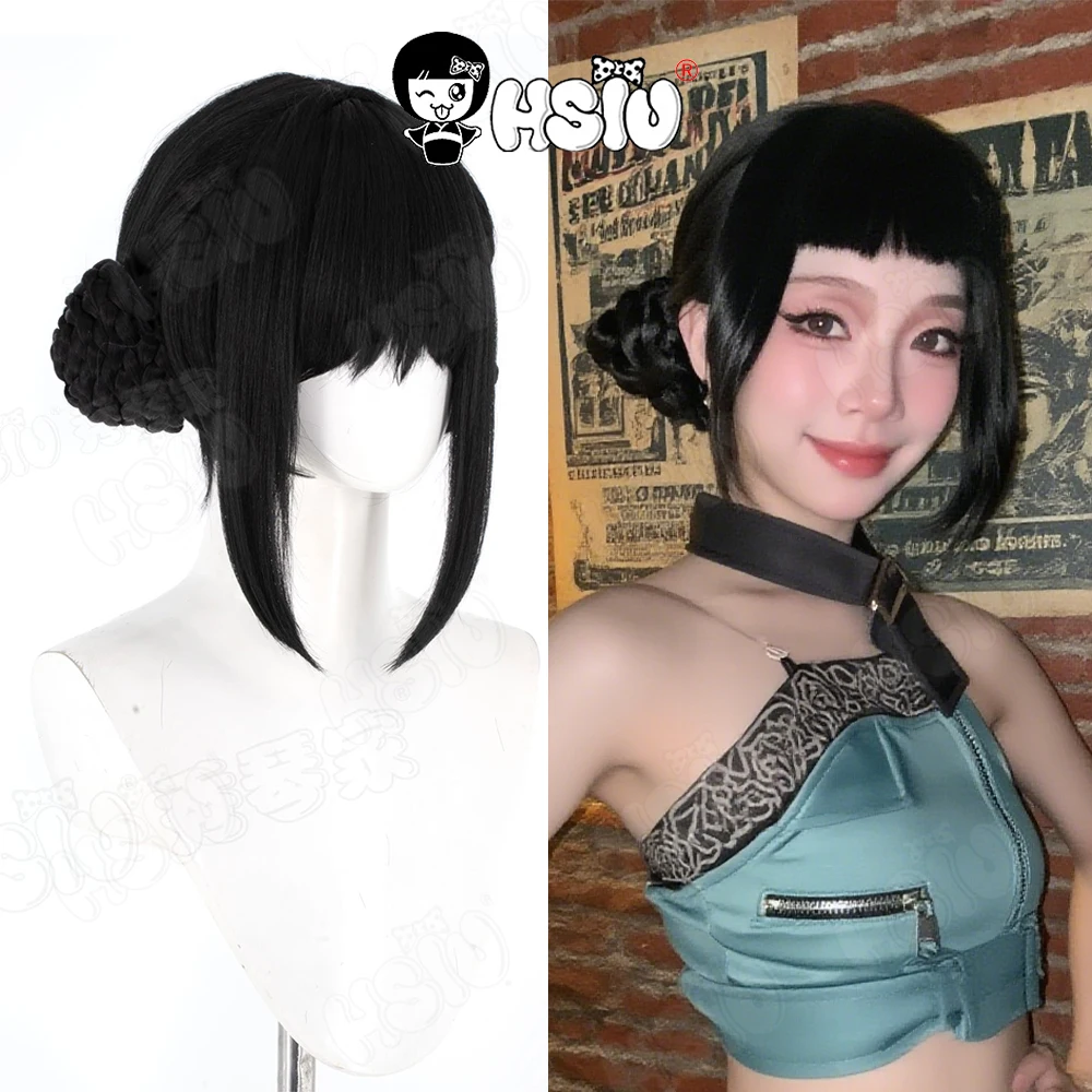 

Zoey Cosplay Wig HSIU 40CM Black short hair Synthetic Wig+Wig cap Anime Huntrix Zoey Cosplay Wig