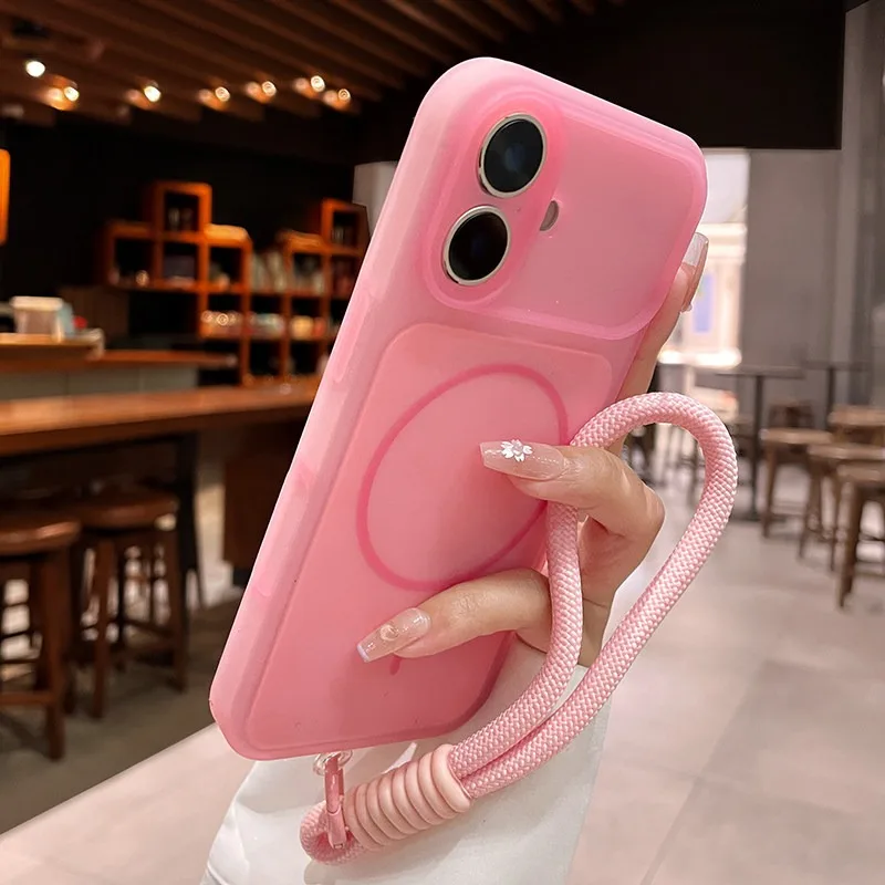 Luxuriöse Flüssig-Magnet-Handyhülle für iPhone 17 16 15 14 13 18 Pro Max für Magsafe, matte Linsenschutzfolie mit Trageband, weiche Hülle – Detail 9