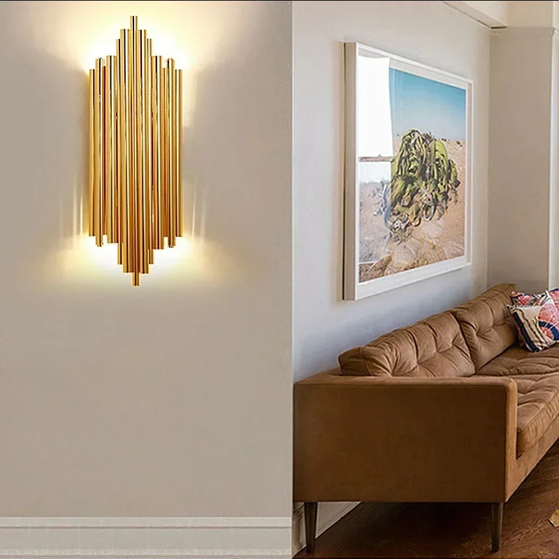 

Modern Creative Golden LED Decorative Lights Simple Living Room Bedroom Bedside Lamp Wall Lamp Hallway Balcony Wall Lamp