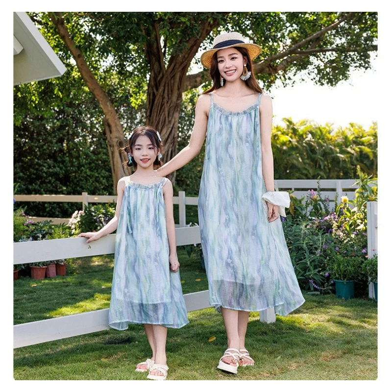 2026 Summer Ombre Family Matching Outfits 3P/4P Mom Dad Kids Beach Maxi Dress & T-shirt Shorts Set Vacation Photoshoot 6