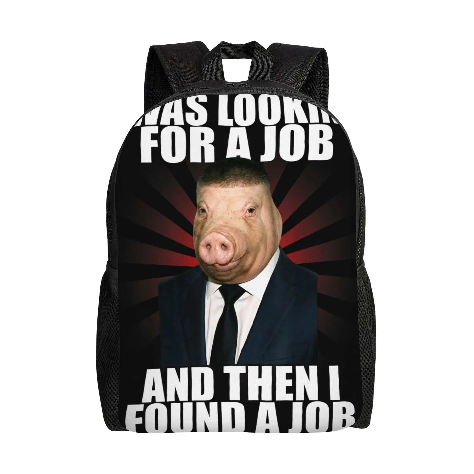 I was Looking for A Job John Pork Fade Haircut Meme Backpack for Men Women Cool High School Travel Daypack  College Shoulder Bag