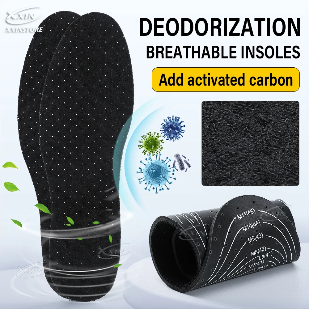 【Xxin】1/2pair Latex Insole Deodorization Unisex Adult Shoe Pad  Soft Breathable Insoles Size35-46