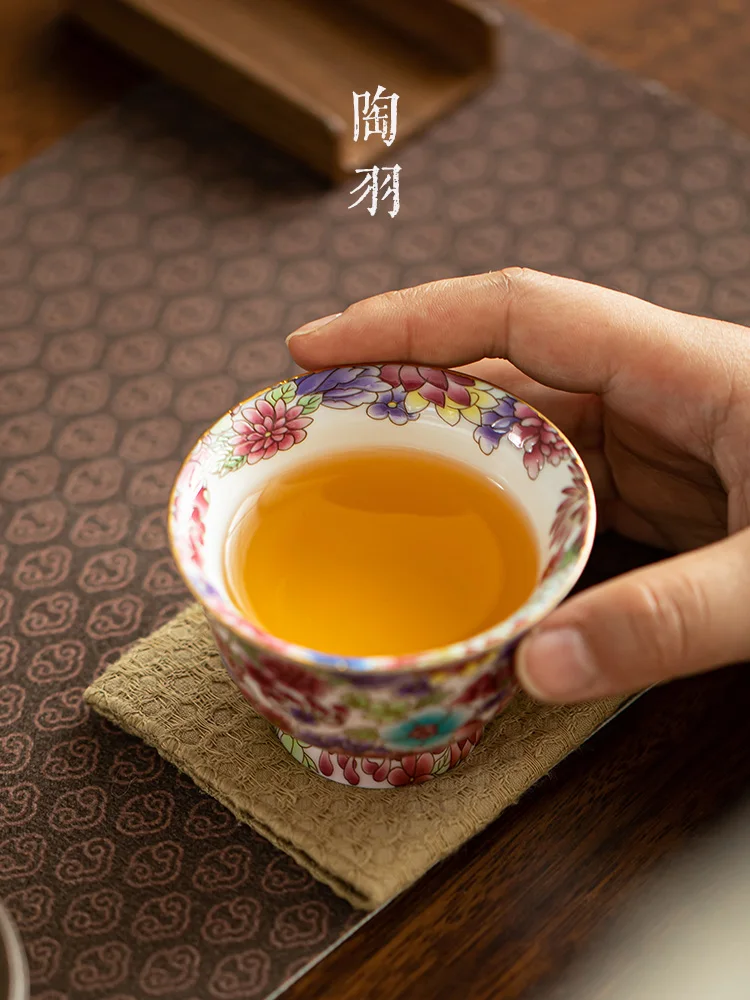 Chinese Style EnamEl Colored CeramiC Master Single ReveRse Mouth HigH-end Set, Brewing Cup, Personal Tea