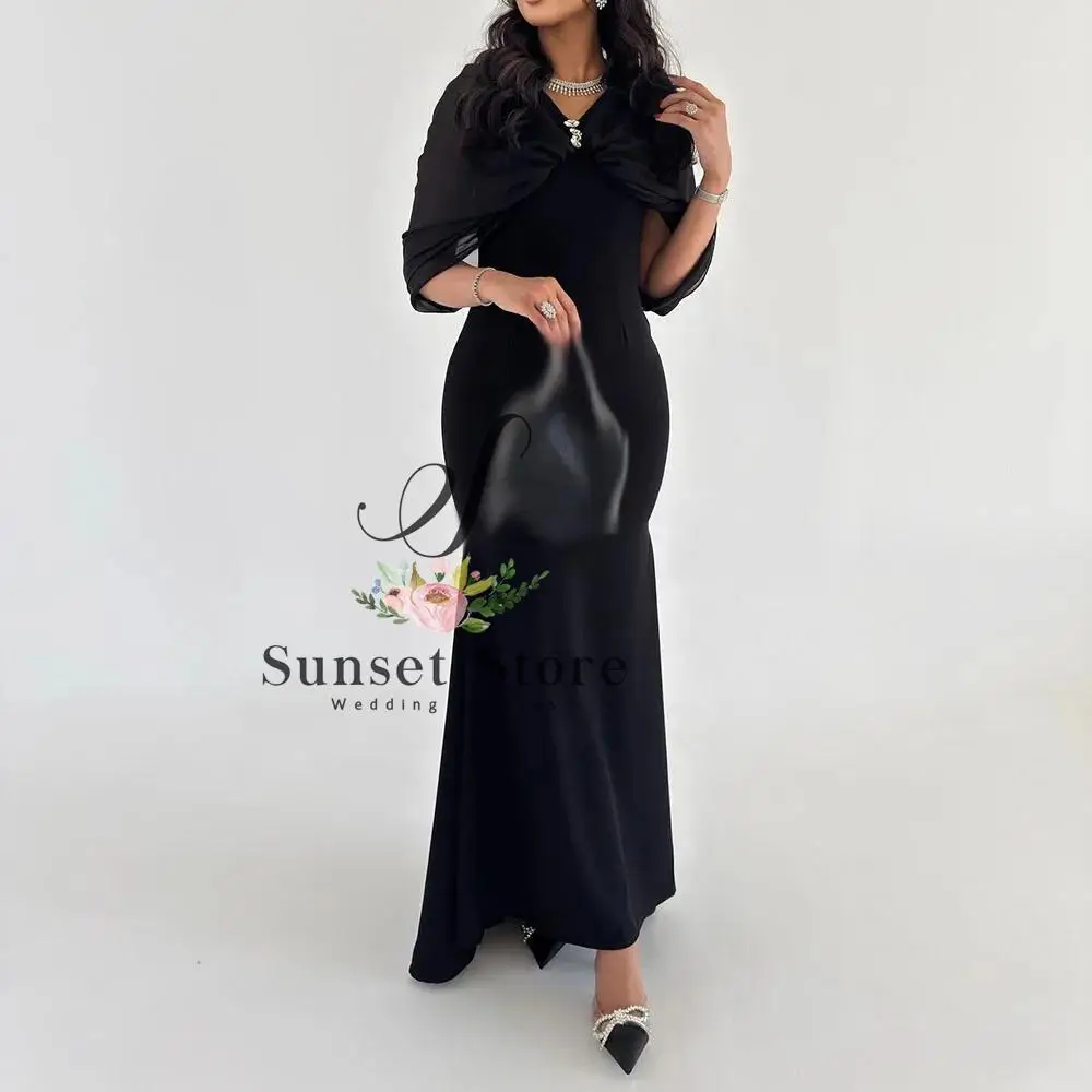 Robe de bal trapèze personnalisée, longueur au sol, col en v, sans manches, mode cristal, Simple, drapée, robe de soirée décontractée