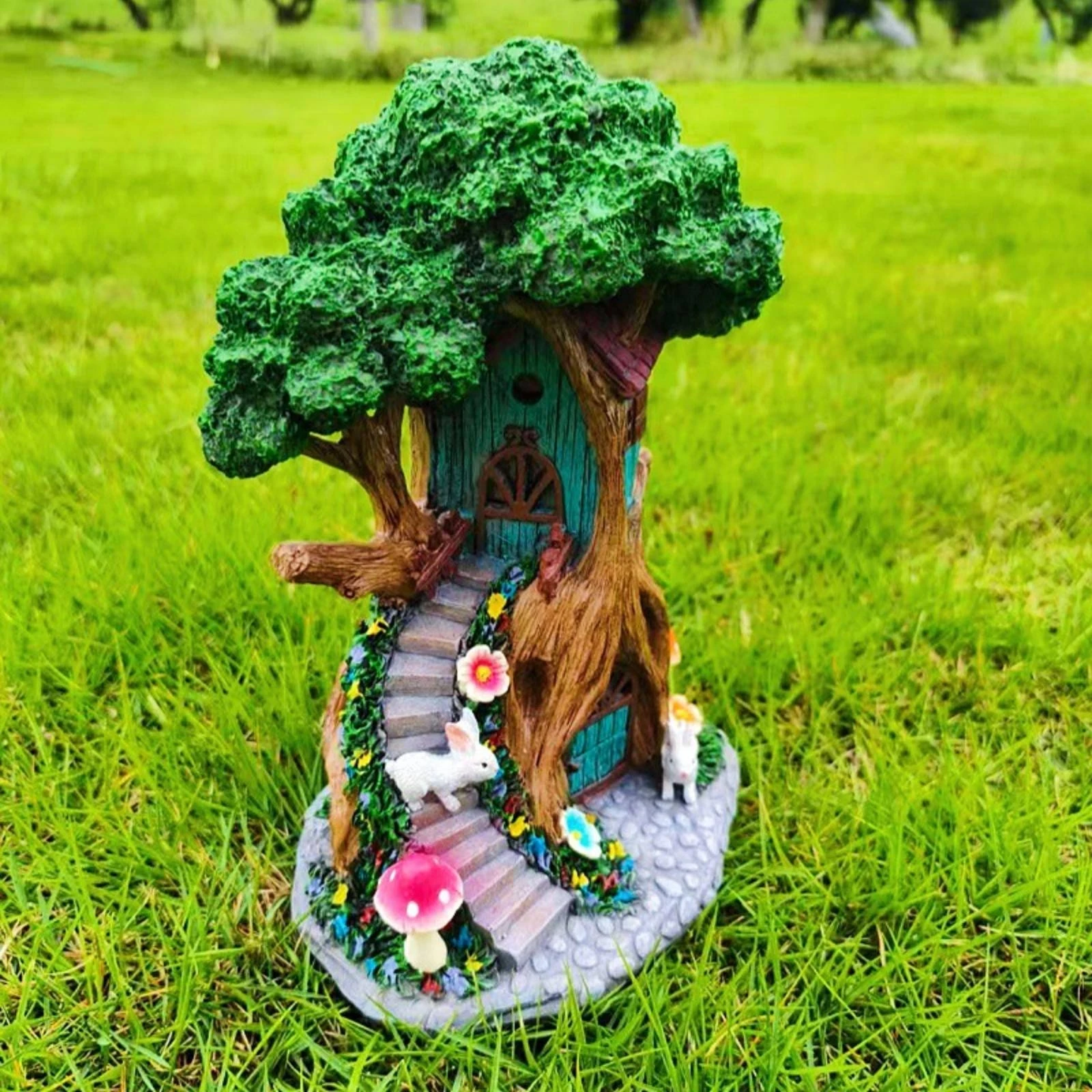 Fairy Garden Tree House Whimsical Tree-House Figurine Fairy Garden Ornament Nature-Inspired Cottage Outdoor for Collectors