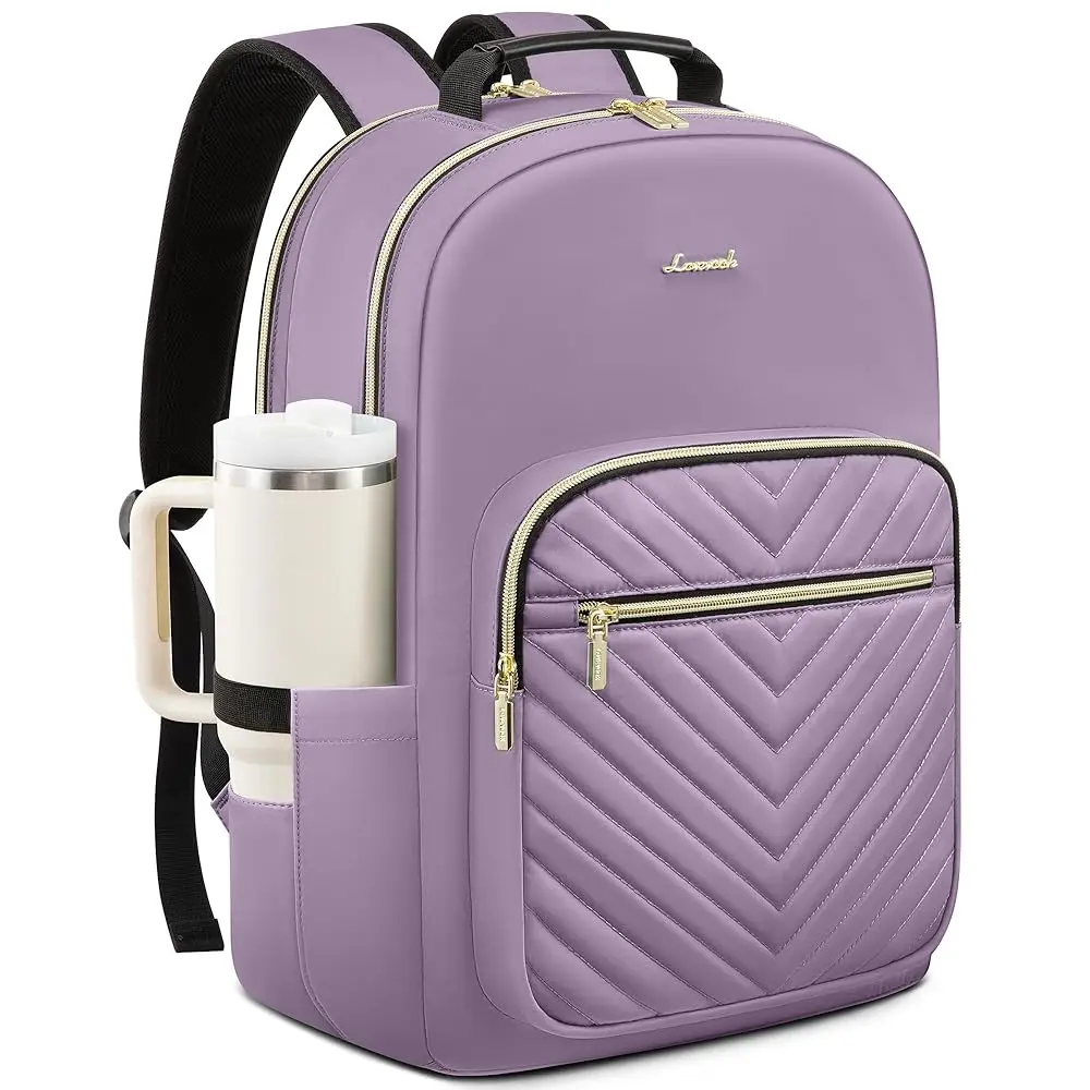 

Laptop Backpack for Women with Giant Tumbler Holder 15.6 inch,Designer Travel Backpack Laptop Bag College Backpack,Quilted W