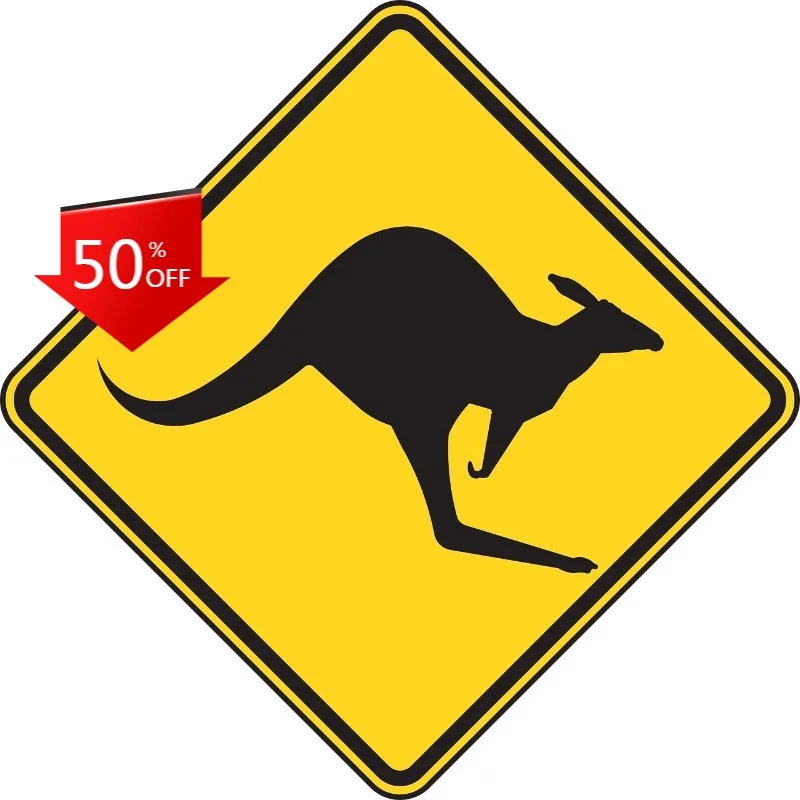 

Kangaroo Sticker Crossing Sign Australia Outback Animal Zoo Hope Marsupial Bumper Helmet Laptop Waterproof Car Accessories