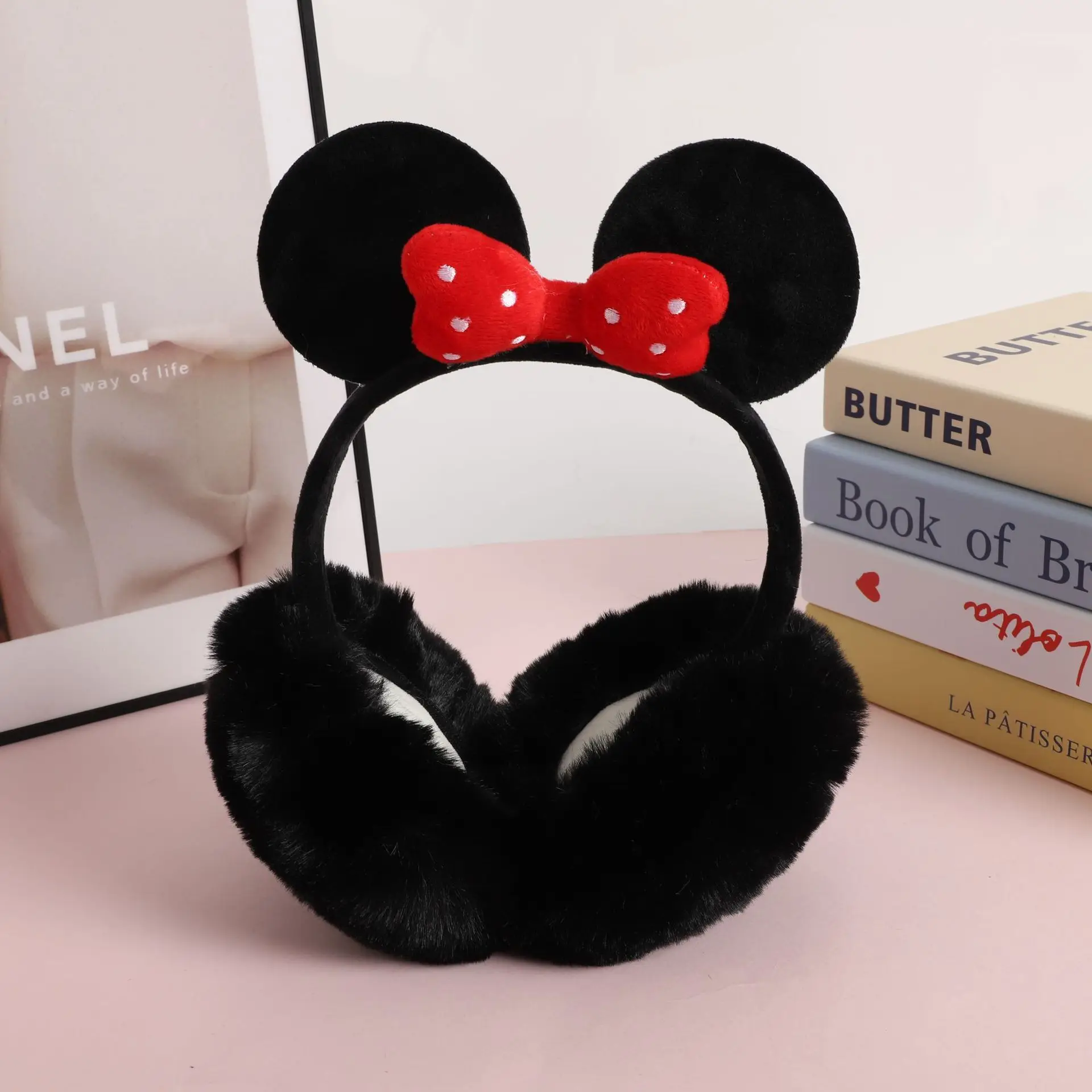 かわいいミッキー折りたたみ式冬漫画暖かいイヤーマフイヤーマフぬいぐるみ防寒抗凍結肥厚耳暖かい耳バッグ女の子ギフト