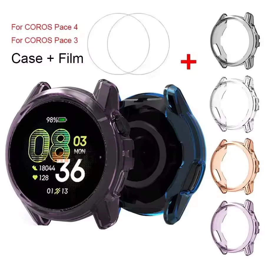  2 in 1 Protective Case Cover For COROS PACE 4 3 Bumper Frame+Tempered Glass Film For Coros Pace 2 Screen Protector Accessory