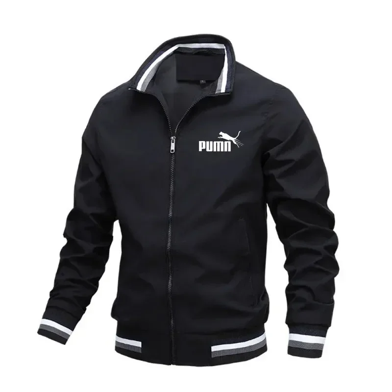 Men's Spring Autumn Stand Collar Baseball Jacket Zip Up Casual Windbreaker Premium Quality Versatile Activewear