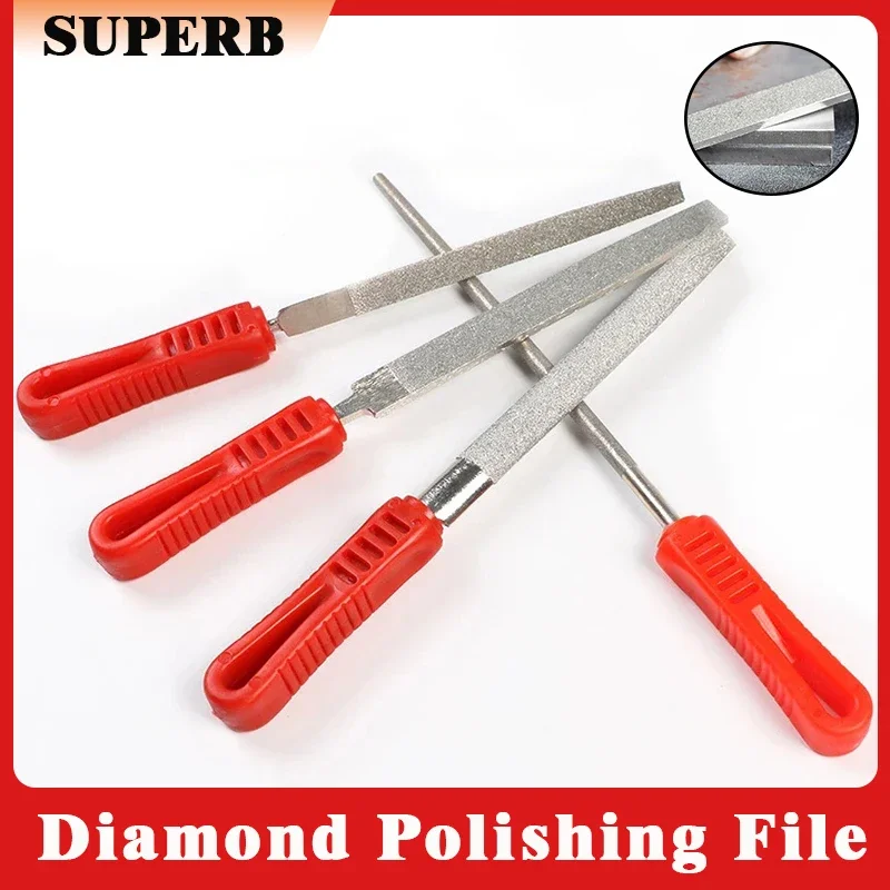 

1Pcs Diamond Polishing File Rasp 4-type 6"8"10"12" Electroplating Steel File For Woodworking Plastic Metal Burr Grinding Tools