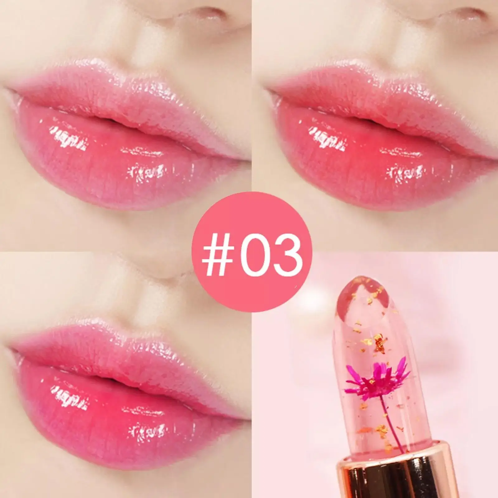 Gelee Blume Lippenstift ändern Farbe Lippen balsam transparent wasserdicht Feuchtigkeit creme Temperatur Farbwechsel Make-up Lippen balsam