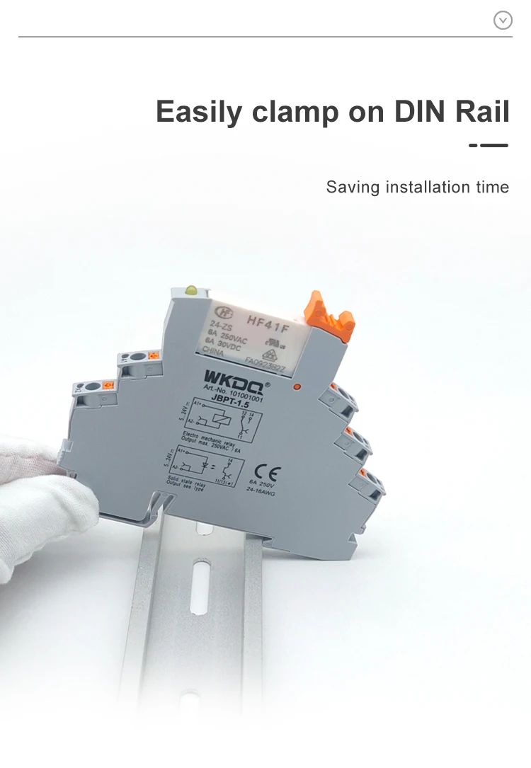 5 Stück HF41F Relaismodul Slim Terminals 24 V 12 V mit LED Push-in Typ Schraubenlose Steckerhalterung auf DIN-Schienenklemmenblock BPT 1,5 – Detail 13
