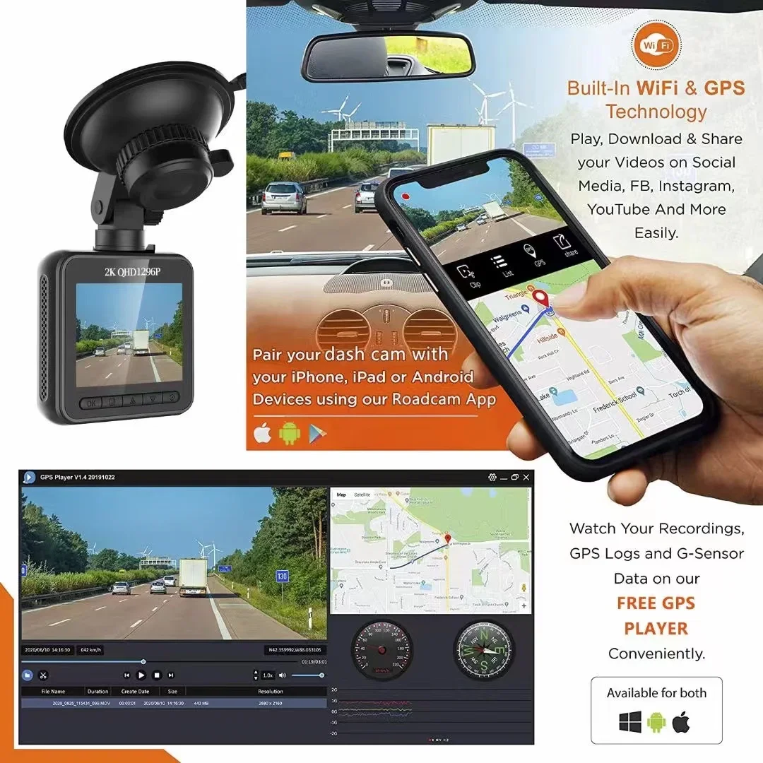 Dash Cam for Cars GPS Wifi Mini Camara Para Vehiculo Dvr Night Vision Dashcam 24h Parking Monitor Kamera Samochodowa Rejestrator