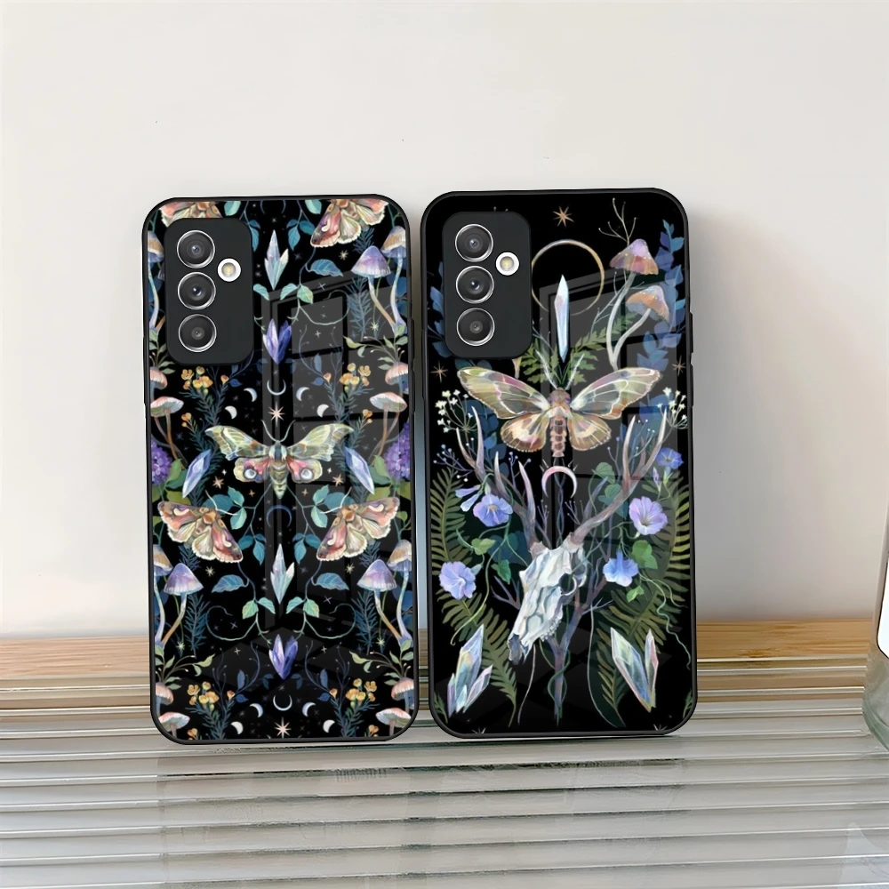 Forest Magical Moth Thistle Phone Case Glass for Samsung Galaxy S24 S21 S22 S20 S23 Ultra Fe Plus A34 A54 A24 A16 A52 A53 M54 Co