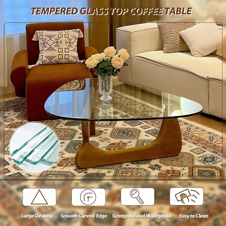 طاولة القهوة الزجاجية الحديثة 32.3D × 25.6W × 15.8HAbstract فريدة من نوعها في منتصف القرن مثلث طاولة مركزية لغرفة المعيشة الحد الأدنى الأوسط