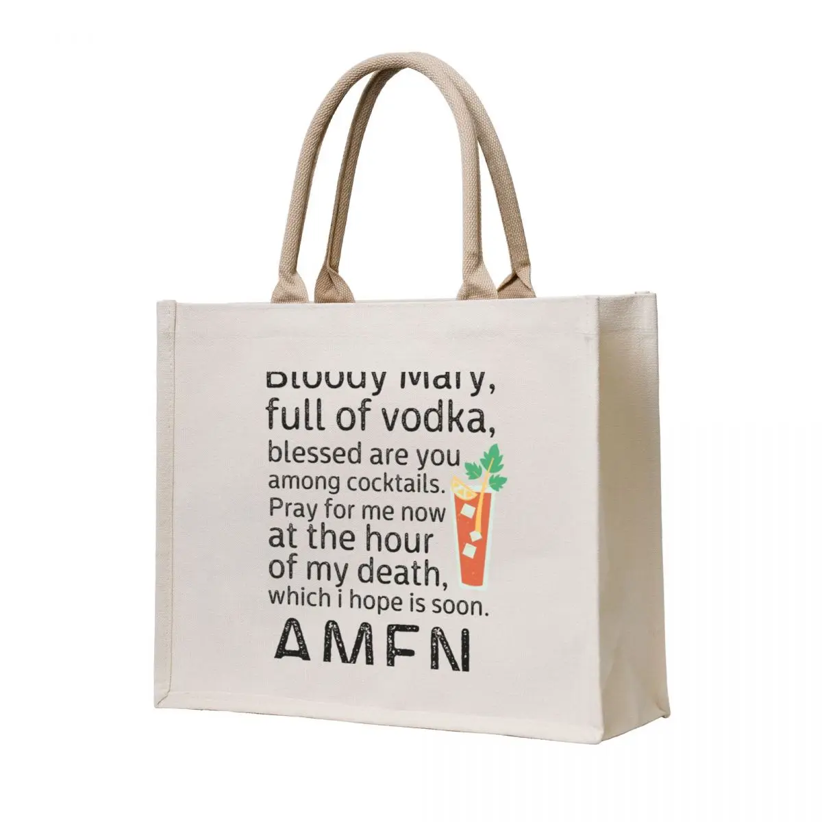

Bloody mary, full of vodka, blessed are you among coctails... - hangover quote Tote Bag tote bag custom Lady bag
