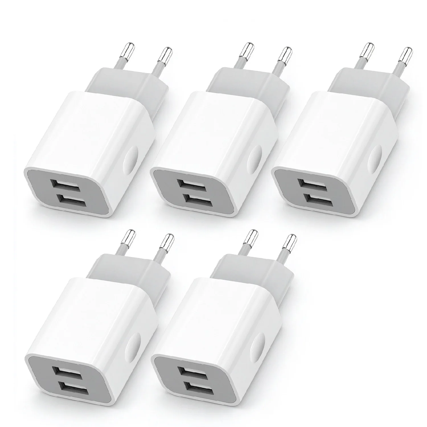 2 Port USB Charger 2.1A EU Standard Plug White Shell Wall Adapter for Mobile Devices