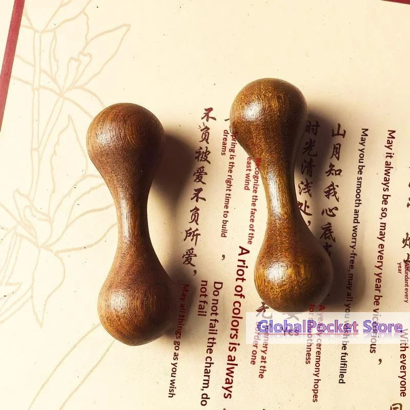 [TG823]Natural Sandalwood Dual Head Facial Massager Smooth Surface Ergonomic Handle For Daily Acupressure Skincare Relaxation