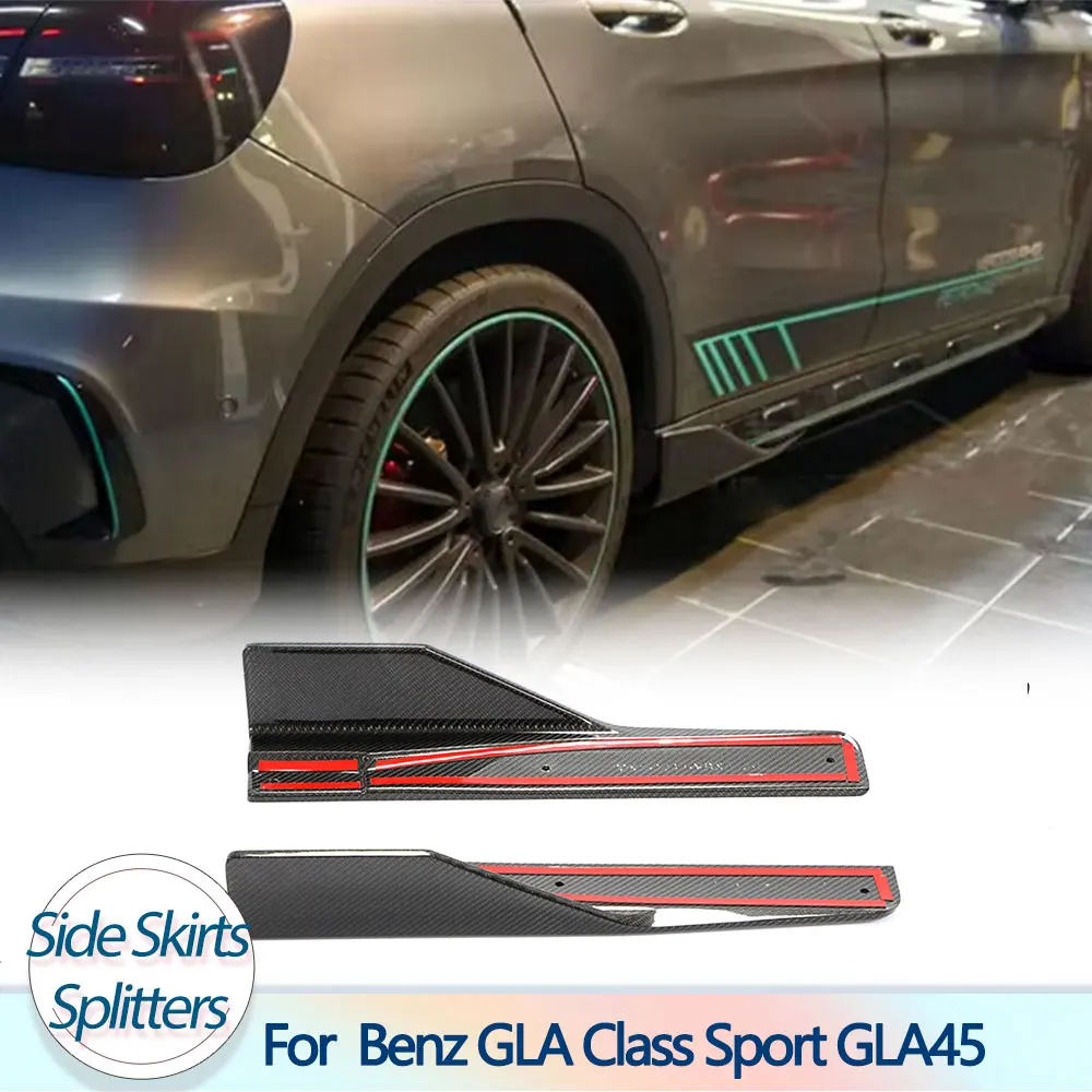 

Car Side Skirts For Mercedes-Benz GLA Class Sport X156 GLA250 GLA45 AMG 2015-2019 Real Carbon Fiber Door Extension Lip Splitters